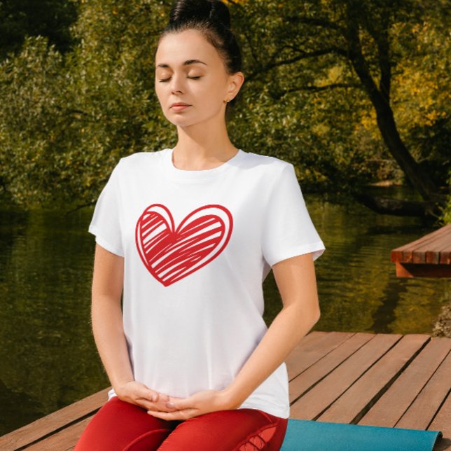 Cute Modern White Red Love Hearts Elegant Womens T-Shirt (Creator Uploaded)