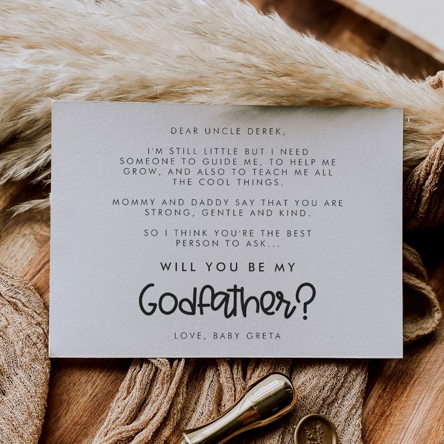 Cute modern Will you be my Godfather card (Creator Uploaded)