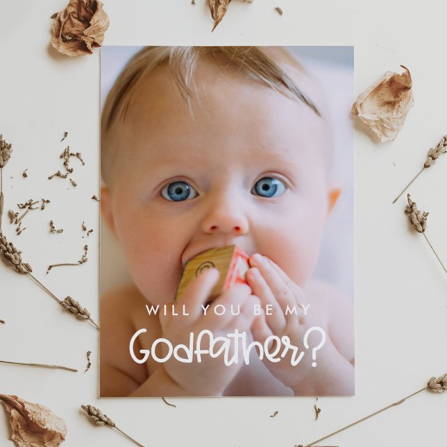 Cute modern Will you be my Godfather photo card (Creator Uploaded)