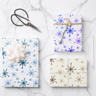 Cute Modern Winter  Snow Flakes Christmas Gift  Wrapping Paper Sheet