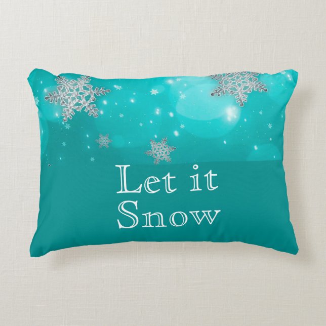 Cute Modern Winter Snowflakes Blue Decorative Cushion (Front)