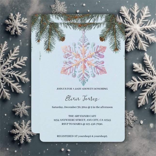 Cute Modern Winter Snowflakes Cute Baby Shower Invitation (Creator Uploaded)