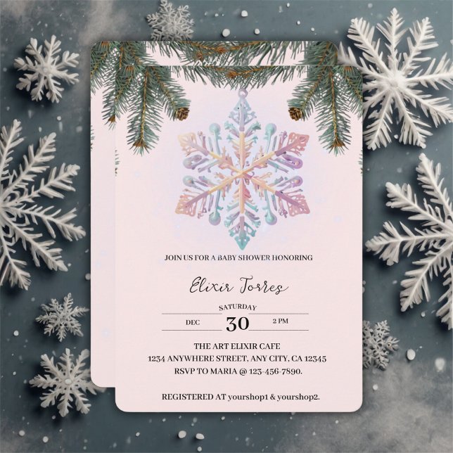 Cute Modern Winter Snowflakes Cute Baby Shower Invitation (Creator Uploaded)