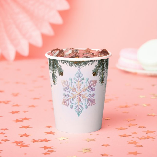 Cute Modern Winter Snowflakes Cute Baby Shower Paper Cups (Insitu)