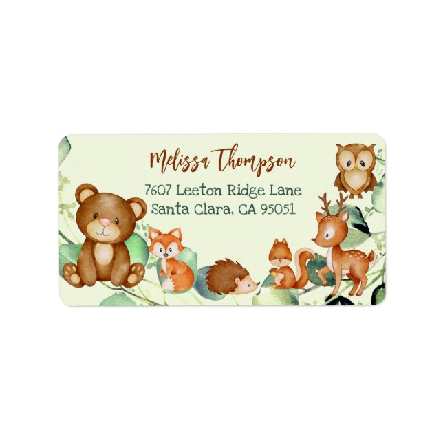 Cute Modern Woodland Whimsical Forest Friends Label (Front)