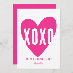 Cute Modern XOXO Heart Personalised Valentine's Holiday Card
