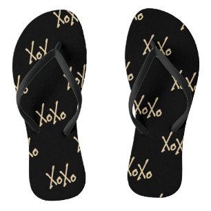 Cute Modern XOXO Typography Flip Flops