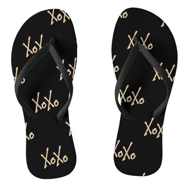 Cute Modern XOXO Typography Flip Flops (Footbed)