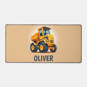 Cute Modern Yellow Construction Truck Desk Mat