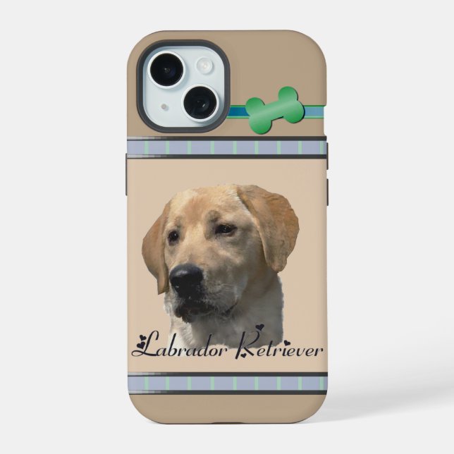 Cute Modern Yellow Lab Dog Art iPhone 15 Case (Back)