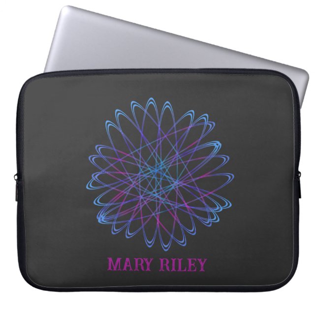 Cute Modern Your Name Colourful Laptop Sleeve (Front)