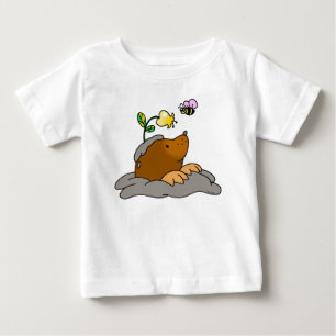 cute mole cartoon with a flower bee baby T-Shirt