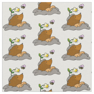 cute mole cartoon with a flower bee pattern fabric