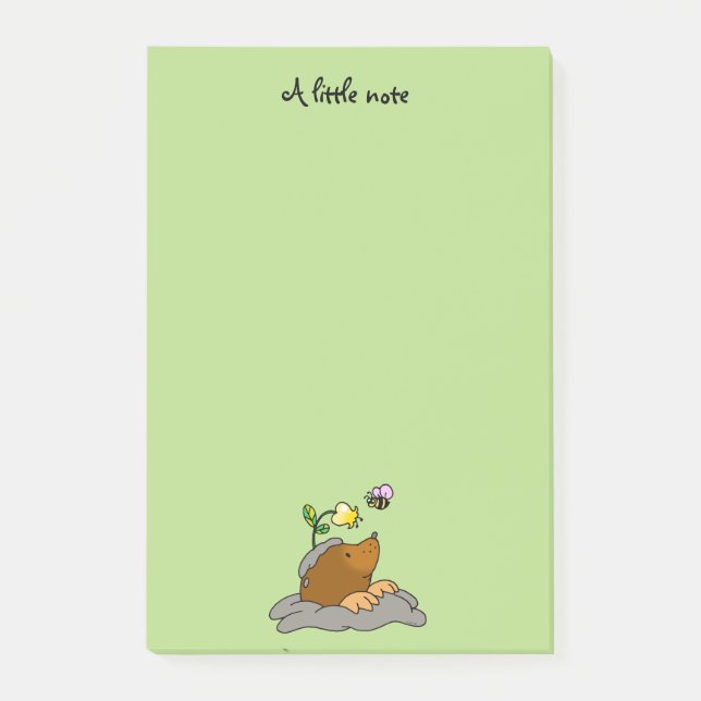 cute mole cartoon with a flower bee post-it notes (Front)