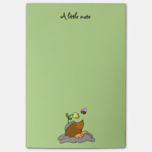 cute mole cartoon with a flower bee post-it notes