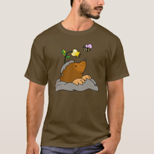 cute mole cartoon with a flower bee T-Shirt