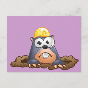 Cute Mole Digging Cartoon Postcard