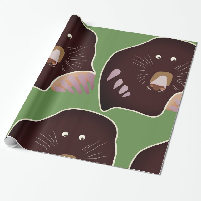 Cute Mole Kids Party Gift Wrapping Paper (Unrolled)