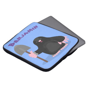 Cute mole with shovel cartoon laptop sleeve