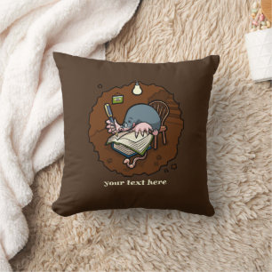Cute Mole Writer Custom Text Busy Writing Cartoon Cushion