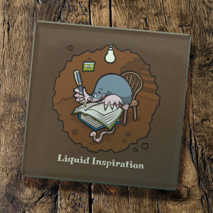 Cute Mole Writer Liquid Inspiration Burrow Cartoon Glass Coaster