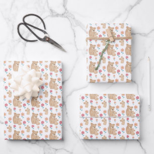Cute Mom baby bear tiled pattern Wrapping Paper Sheet
