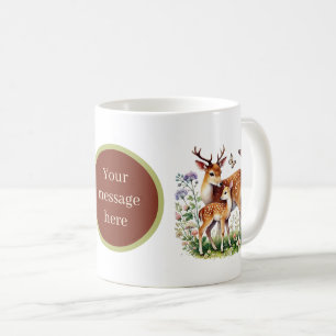 Cute Mom baby deer add message Coffee Mug