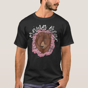 Cute Mom Bear Family Animal Mommy Floral Mama Bear T-Shirt