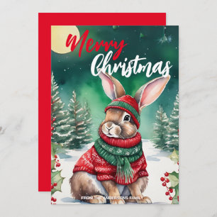 Cute MOM bunny rabbit santa Christmas Holiday name