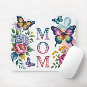 Cute Mom Floral Butterfly Mouse Mat