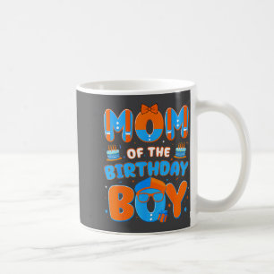 Cute Mom Of The Birthday Boy Matching Blue Orange  Coffee Mug