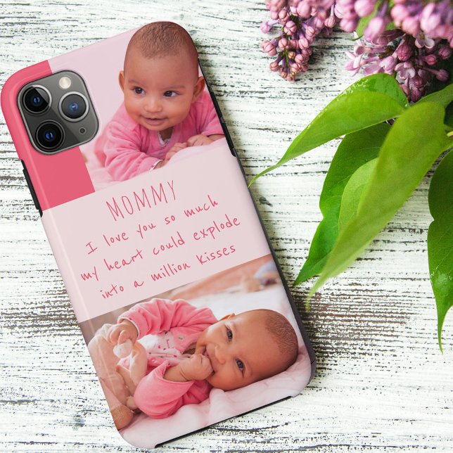 Cute Mom Poem with 2 Baby Girl Photos Pink Case-Mate iPhone Case (Creator Uploaded)