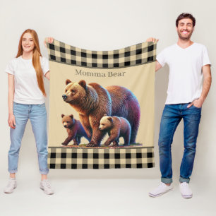 Cute Momma bear custocmizable Fleece Blanket