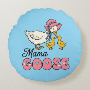 Cute Momma goose word art Round Cushion