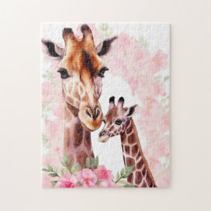 Cute Mommy & Baby giraffe Jigsaw Puzzle