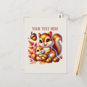 Cute Mommy baby squirrel add text  Postcard