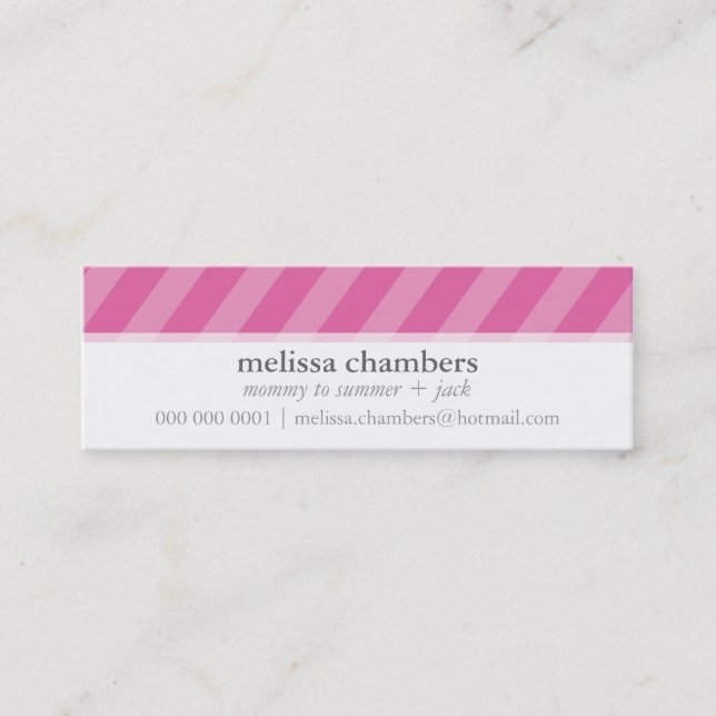 CUTE MOMMY PLAYDATE CONTACT simple stripe pink Calling Card (Front)