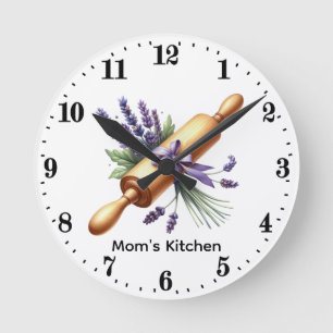 Cute Mom's kitchen baking lovers Round Clock