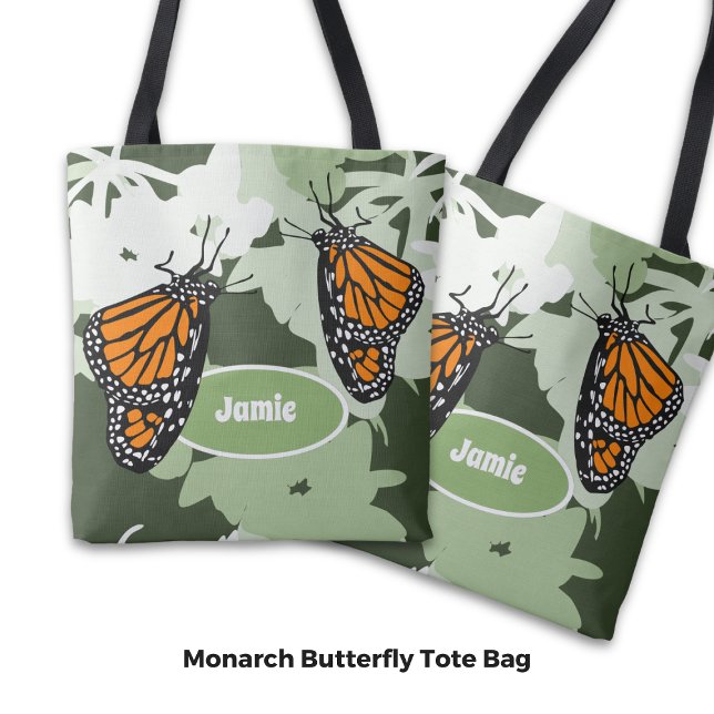 Cute Monarch Butterfly Duo On Swan Plant Tote Bag (Cute Monarch Butterfly Duo On Swan Plant Tote Bag)