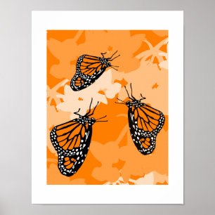 Cute Monarch Butterfly Trio On Swan Plant Poster