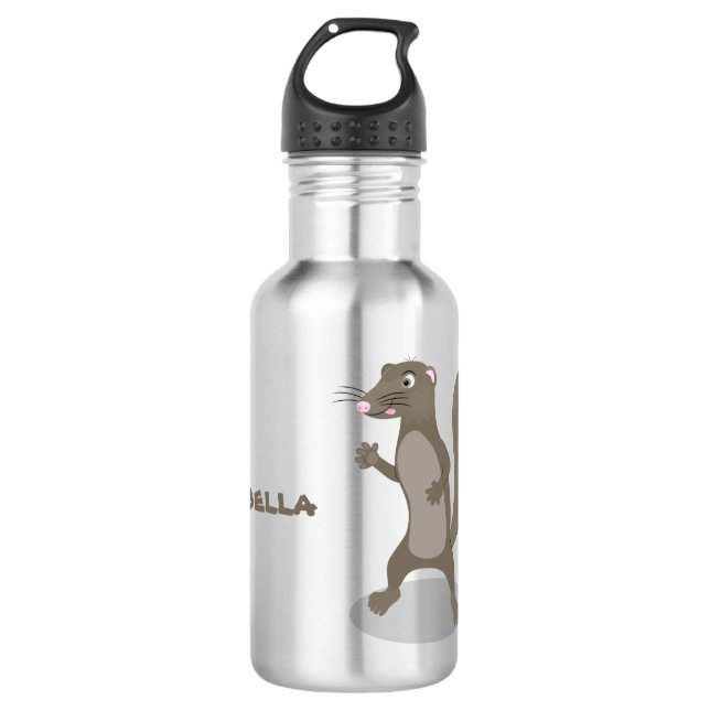 Cute mongoose cartoon illustration 532 ml water bottle (Front)