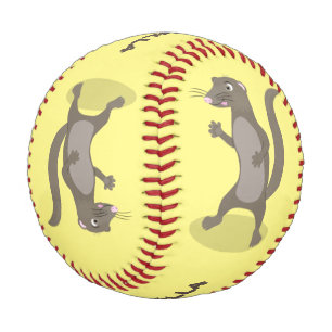 Cute mongoose cartoon illustration baseball