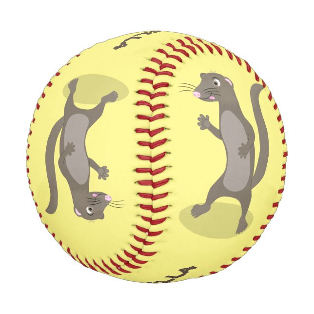 Cute mongoose cartoon illustration baseball (Angled)