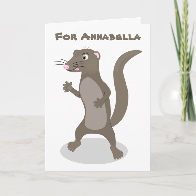 Cute mongoose cartoon illustration card (Front)