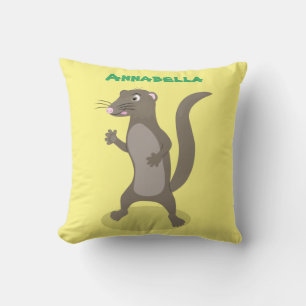 Cute mongoose cartoon illustration cushion