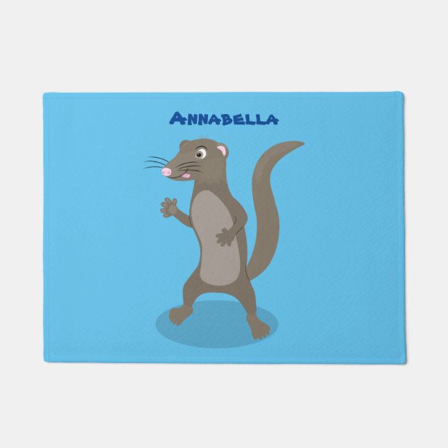 Cute mongoose cartoon illustration doormat (Front)
