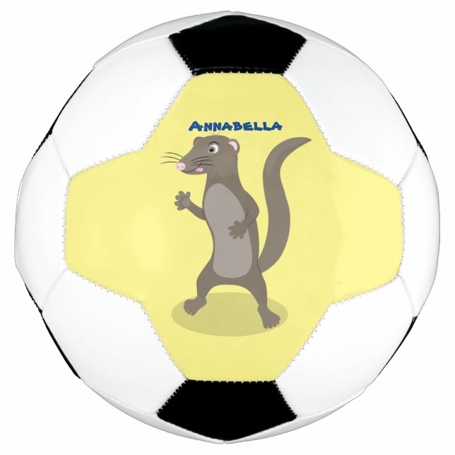 Cute mongoose cartoon illustration football (Front)