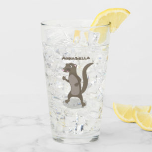 Cute mongoose cartoon illustration glass
