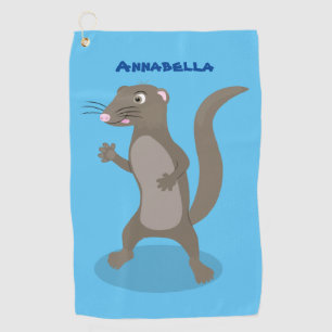 Cute mongoose cartoon illustration golf towel