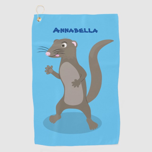 Cute mongoose cartoon illustration  golf towel (Front)